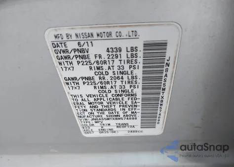 2011 Nissan Rogue Sv из США, поврежденный, VIN JN8AS5MTXBW574898